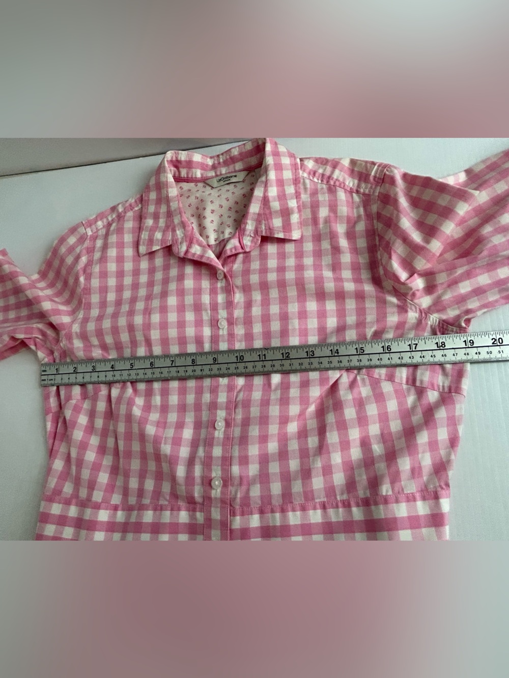 Pink & White Gingham button front belted summer dress 12 - Picture 8 of 13